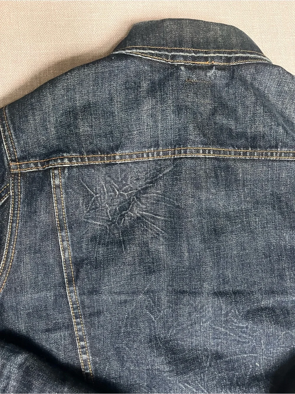 Men's Kaihara Japanese Denim Classic Trucker Jacket in Dark Indigo Wash